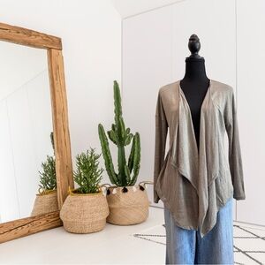 Boden Long Sleeve Linen Open Front Cardigan